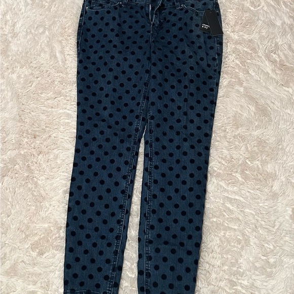 Crown & Ivy Womens Blue Skinny Jeans 10R with Polka Dot embellishments - Picture 15 of 15